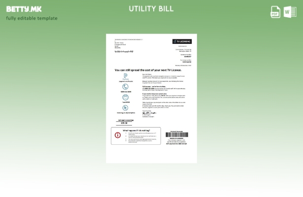 Модерен стил Шаблон за комунални сметки за лиценцирање ТВ Обединетото Кралство